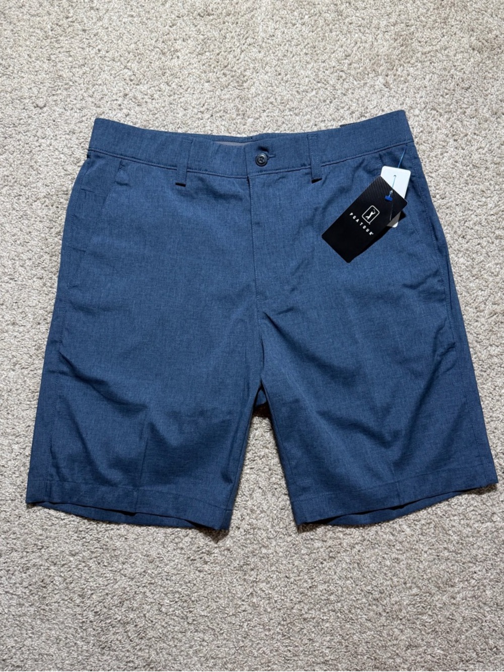 PGA Tour Men’s Golf Shorts Size 32 Blue Stretch NWT Flat Front